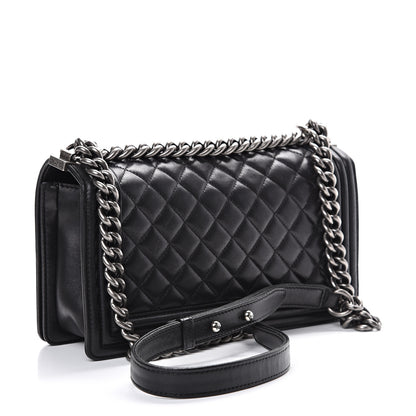 Chanel Lambskin Quilted Medium Boy Flap Black 2 of 15