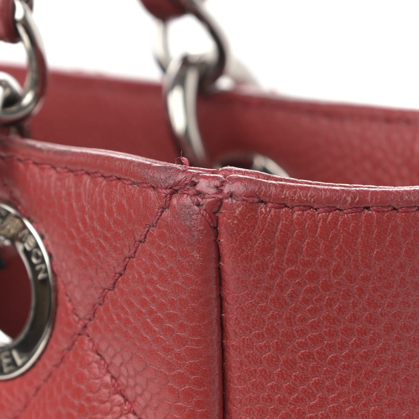 Caviar Quilted Petit Shopping Tote PST Red
