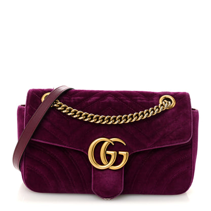Gucci Velvet Matelasse Small GG Marmont Shoulder Bag Fuchsia Violet Cyclamen 1 of 13