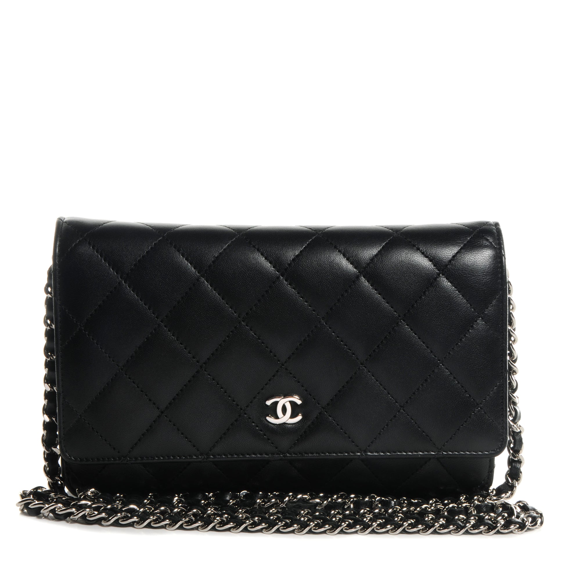 Chanel Lambskin Quilted Wallet On Chain WOC Black 1 of 10