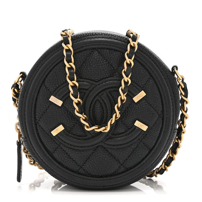 Chanel Caviar Quilted Round Filigree Crossbody Black 1 of 10