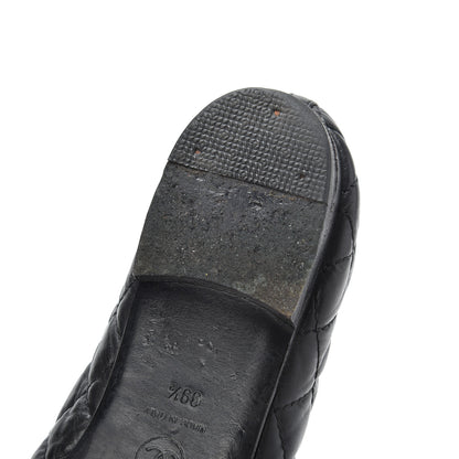 Chanel Aged Calfskin Quilted CC Cap Toe Ballerina Flats 39.5 Black 10 of 21