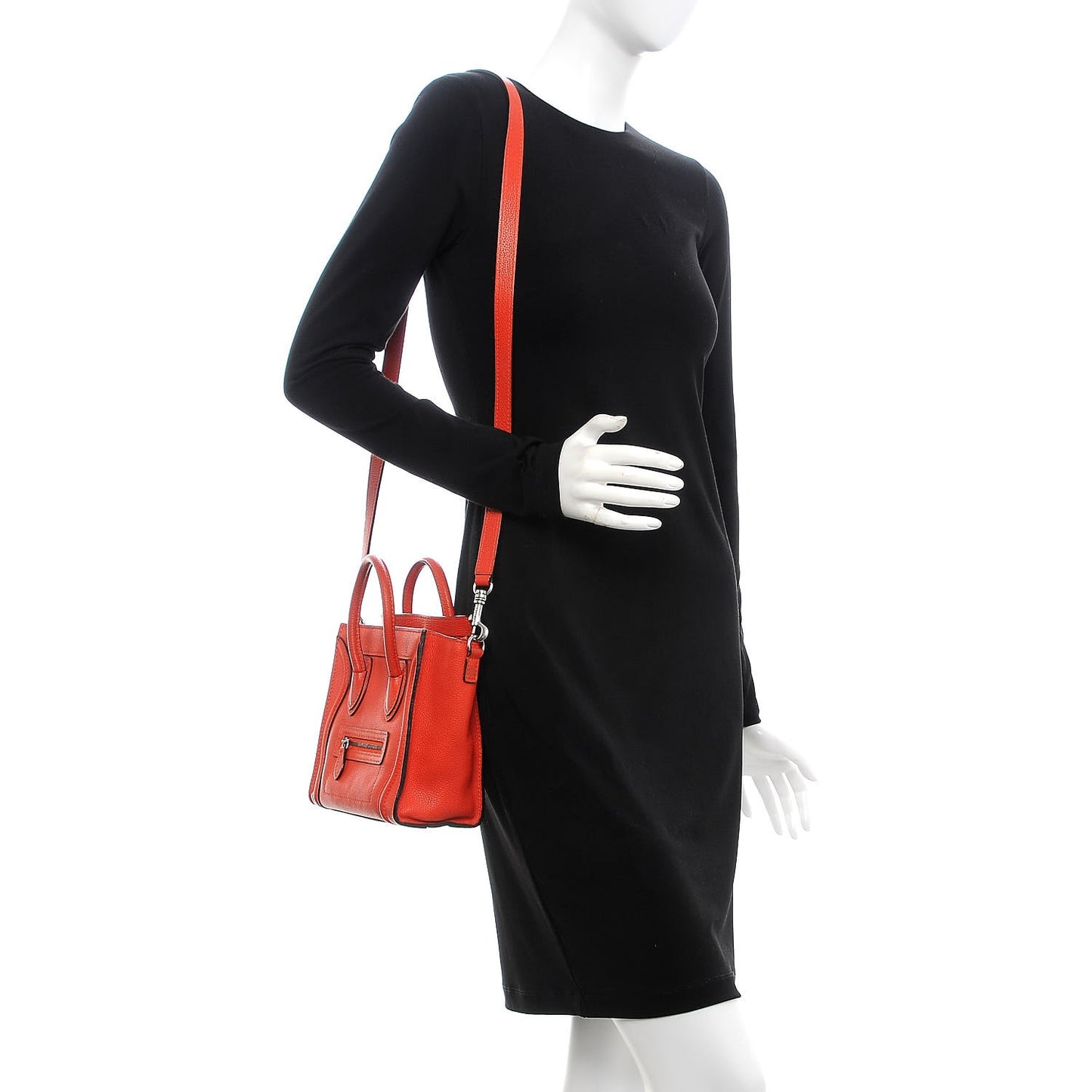 Drummed Calfskin Nano Luggage Vermillion
