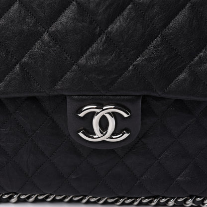 Chanel Washed Lambskin Quilted Maxi Chain Around Flap Black 8 of 10