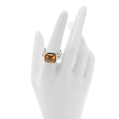 David Yurman Sterling Silver 18K Yellow Gold Citrine Wellesley Link Ring 58 8.25 2 of 4