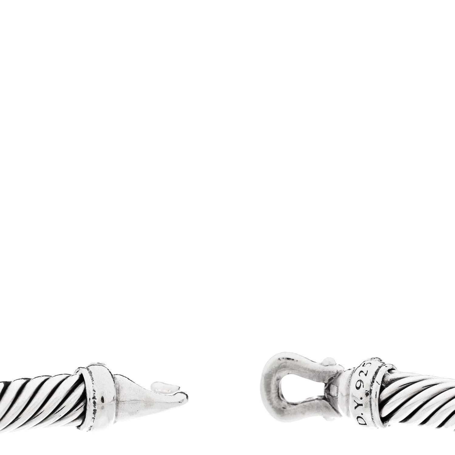 David Yurman Sterling Silver Diamond 5mm Cable Buckle Bracelet 3 of 3