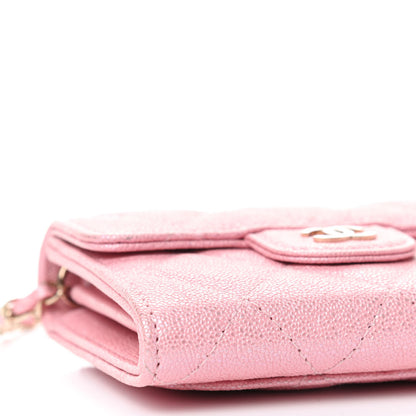 Chanel Iridescent Caviar Quilted Flap Card Holder On Chain Pink 6 of 10