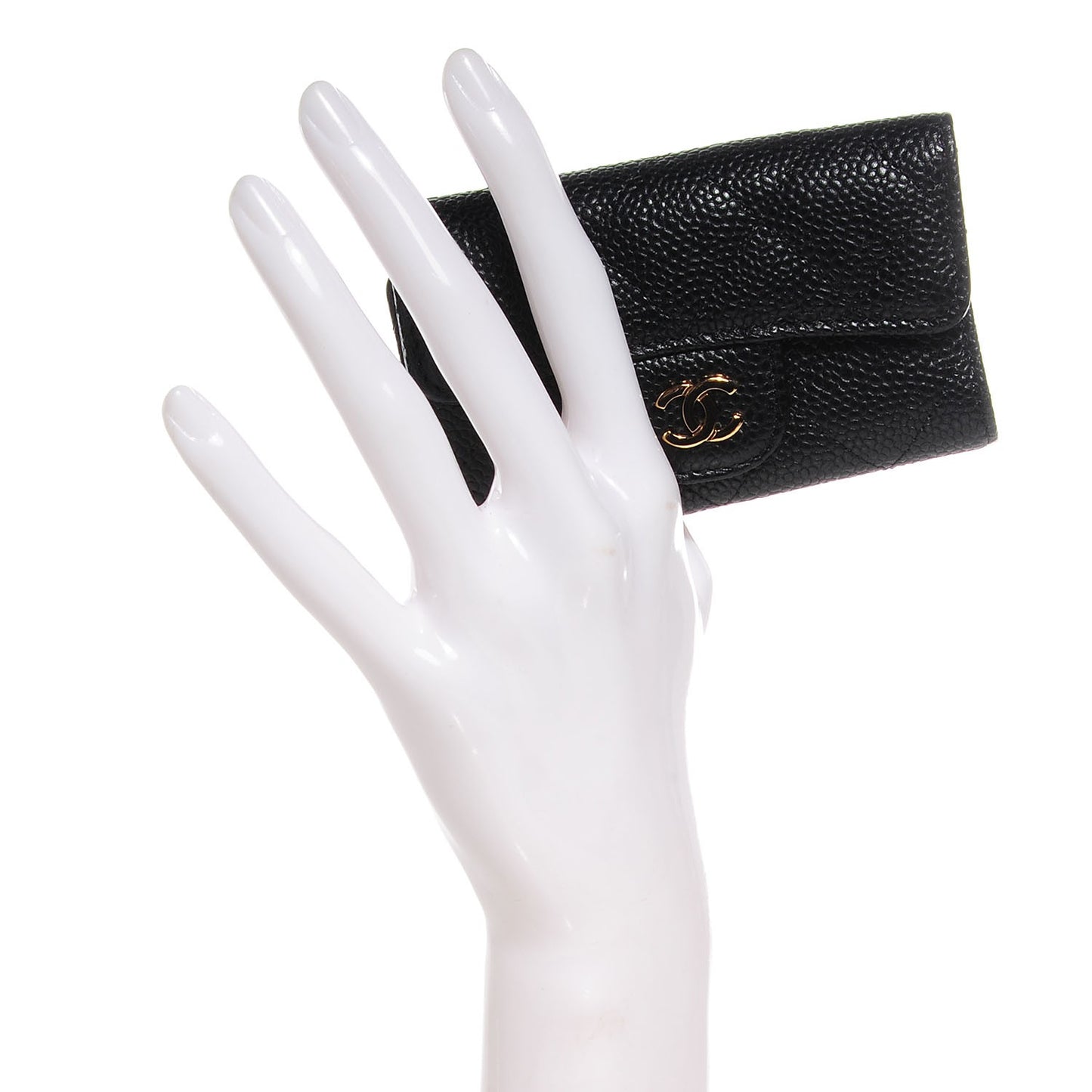 Caviar Quilted 6 Key Holder Black