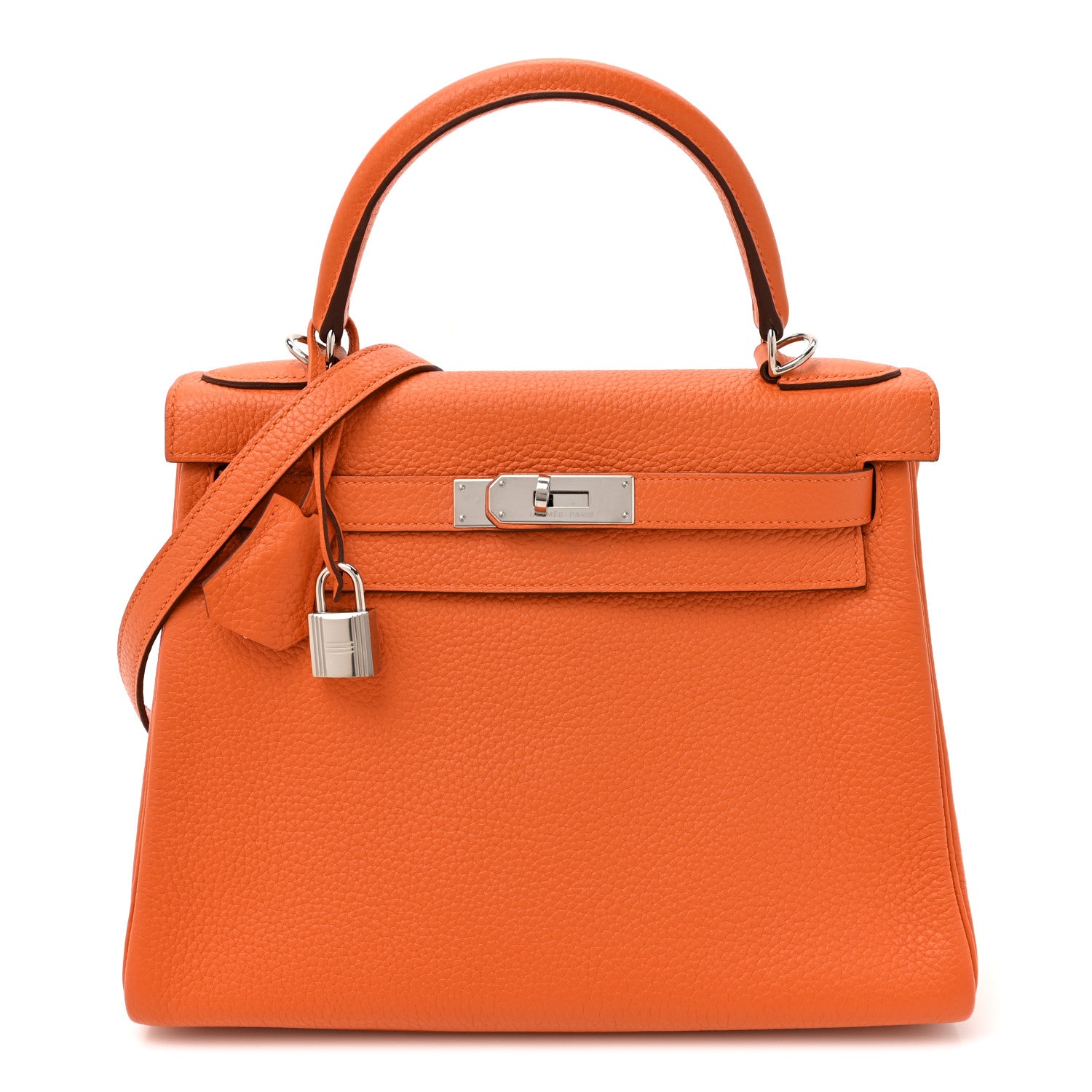 Hermes Taurillon Clemence Kelly Retourne 28 Orange 1 of 10