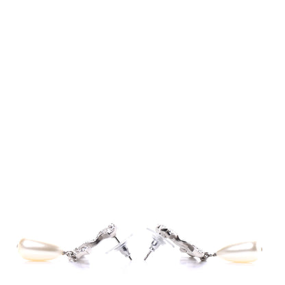 Chanel Crystal Pearl CC Drop Darling Bows Earrings Silver Pearly White 3 of 5