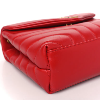 Saint Laurent SAINT LAURENT Calfskin Y Quilted Monogram Loulou Chain Satchel Red 7 of 9