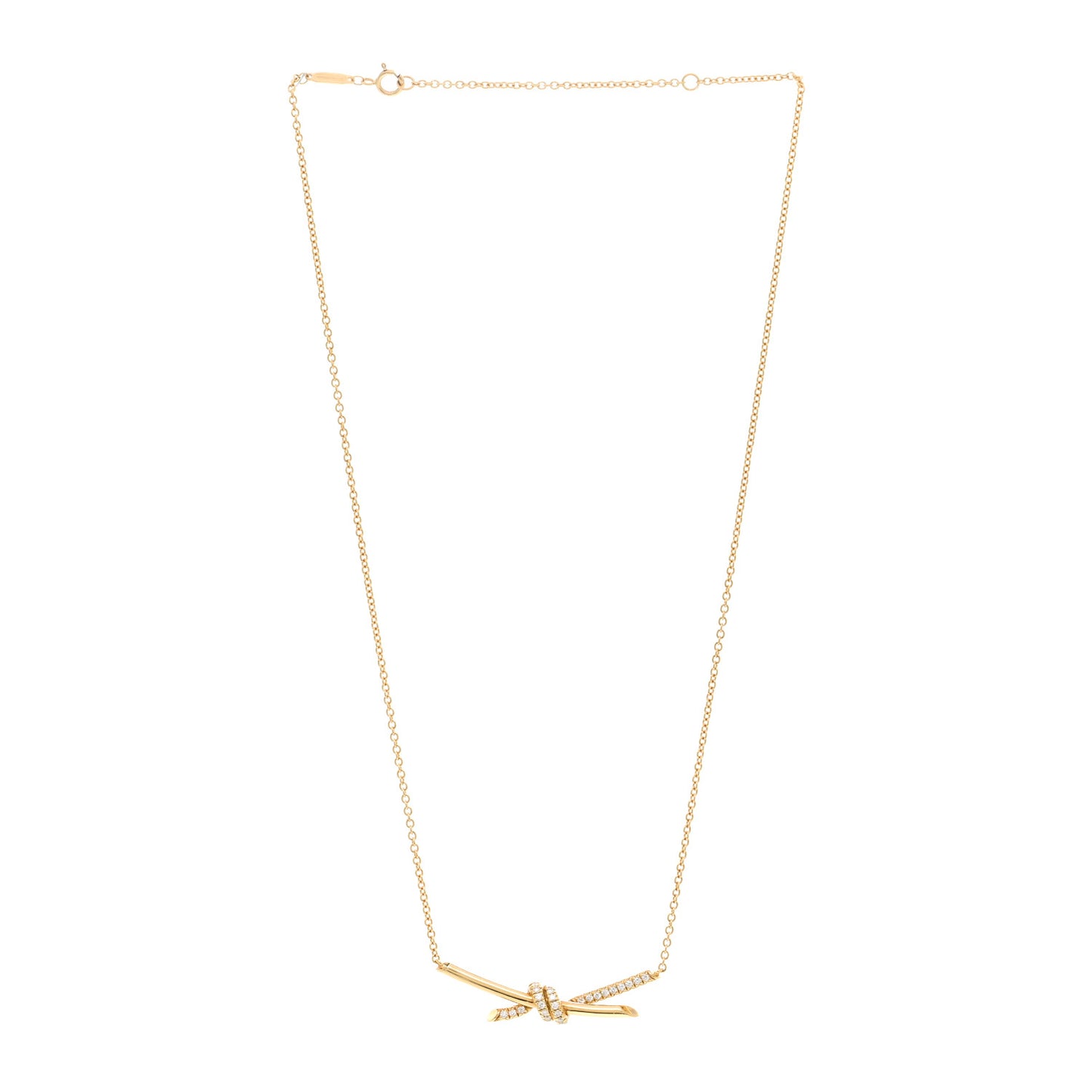18K Yellow Gold Diamond Knot Necklace