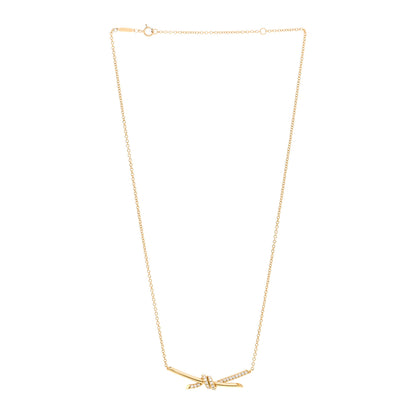 Tiffany 18K Yellow Gold Diamond Knot Necklace 3 of 5