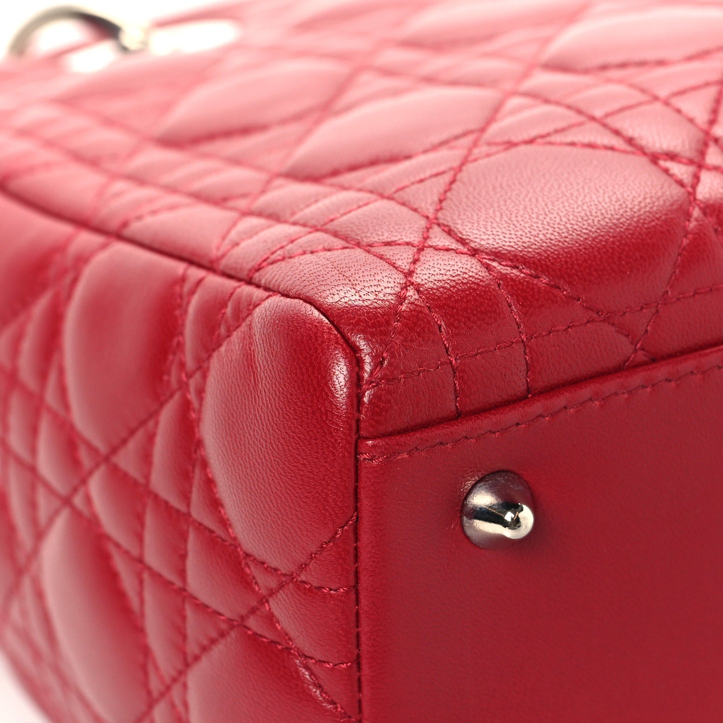 Lambskin Cannage Medium Lady Dior Red