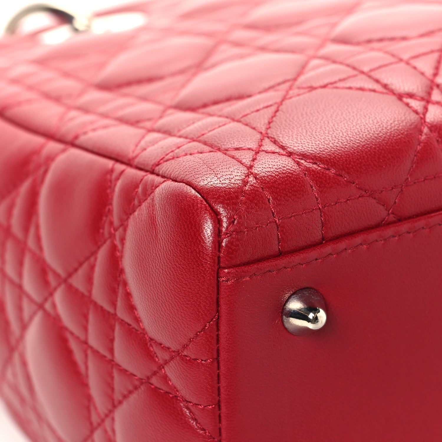 Christian Dior Lambskin Cannage Medium Lady Dior Red 11 of 13