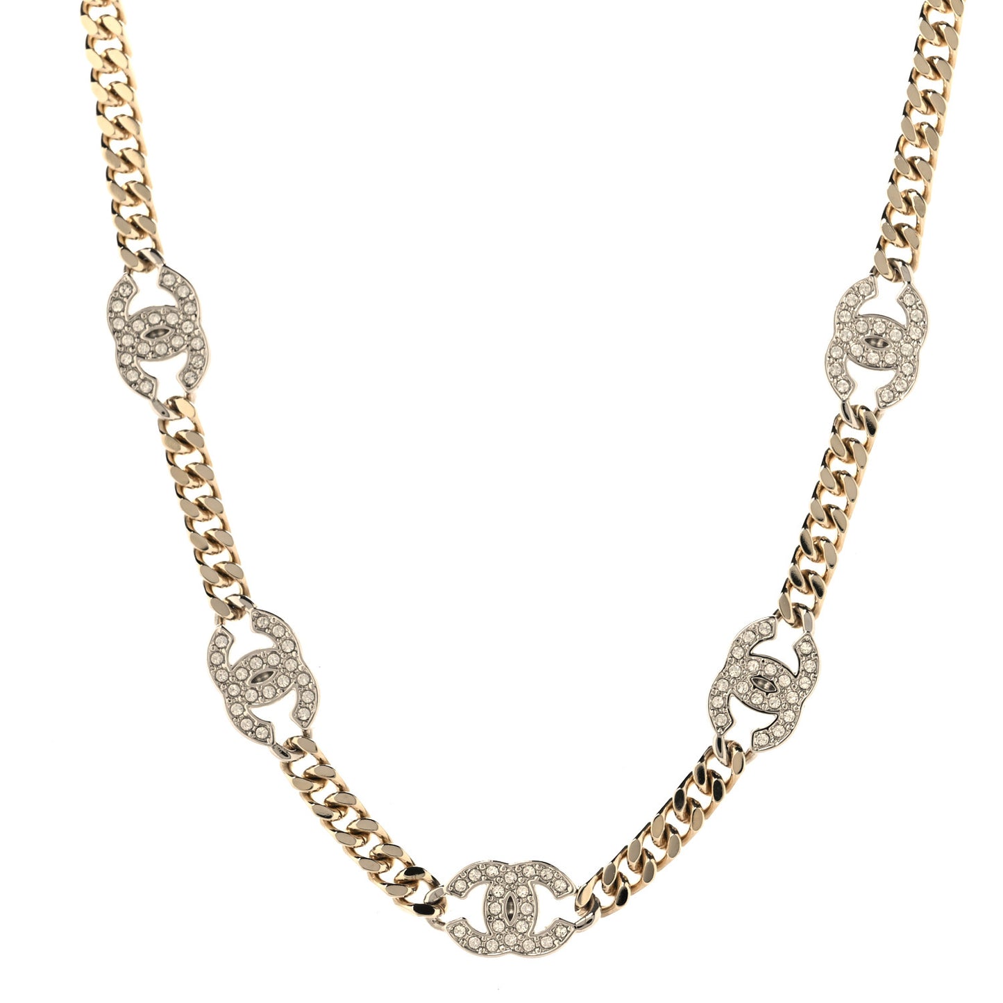Crystal Chain CC Choker Gold Silver