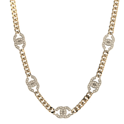 Chanel Crystal Chain CC Choker Gold Silver 1 of 5