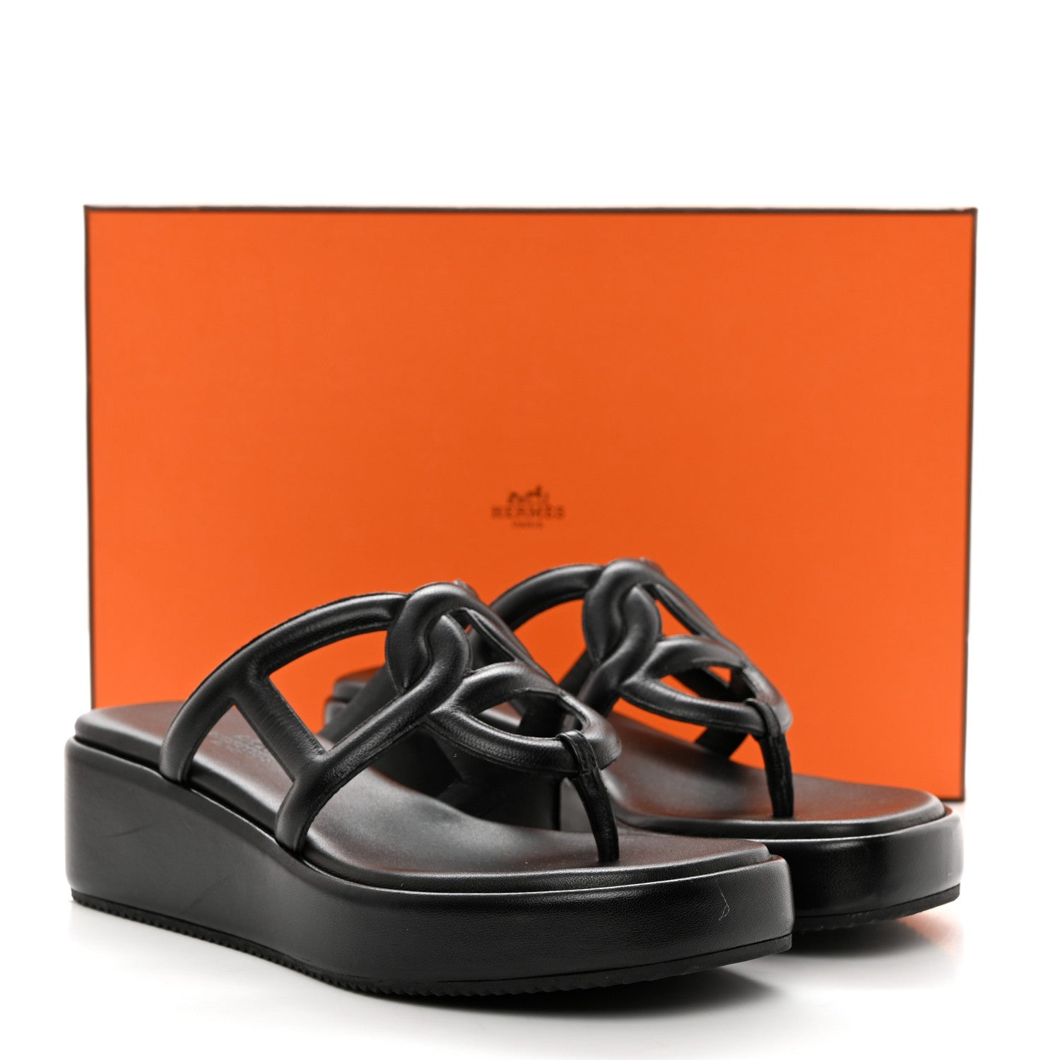Hermes Nappa Gipsy Sandals 35 Black 9 of 9