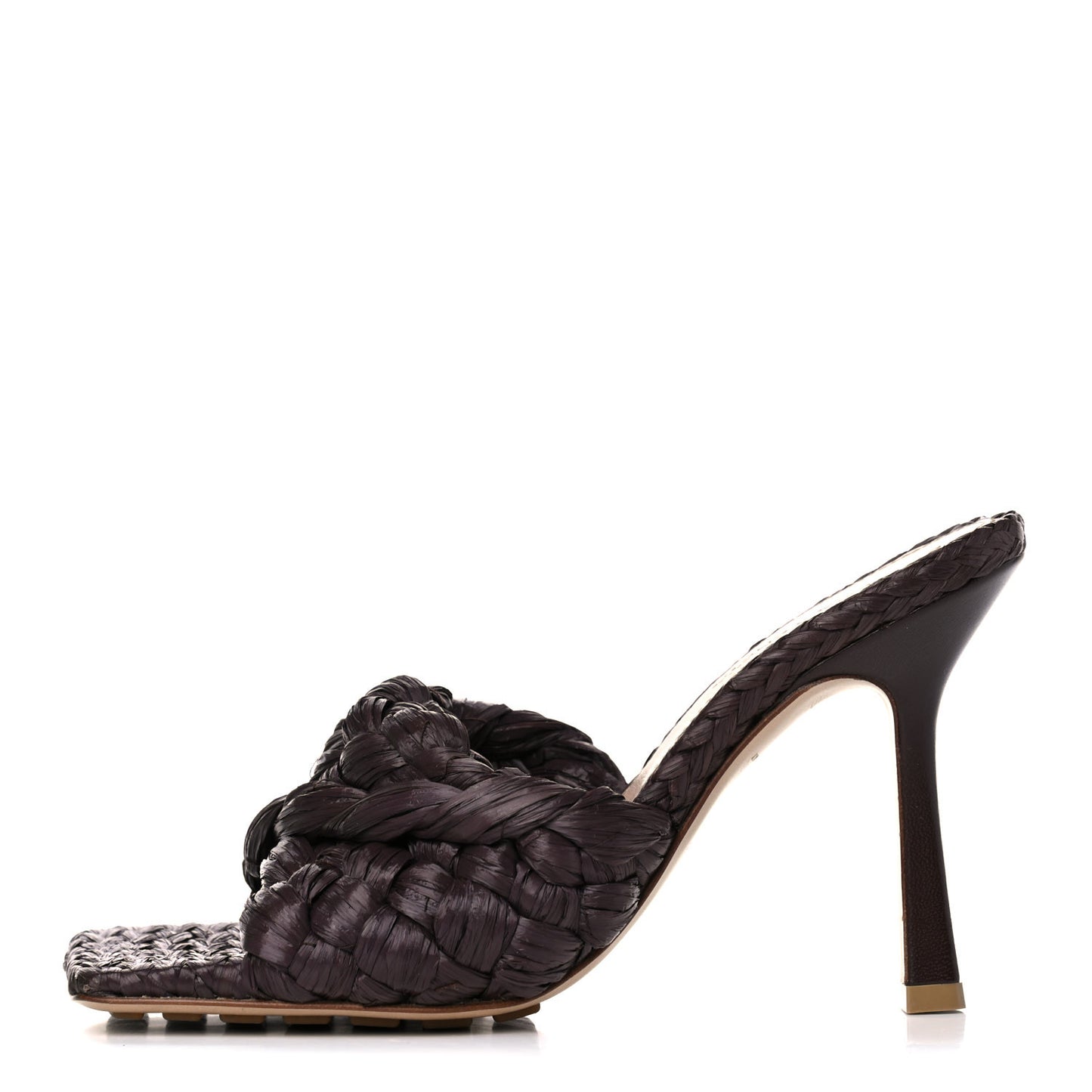 Raffia Twisted Intrecciato Stretch Mule Sandals 35 Bitter Chocolate