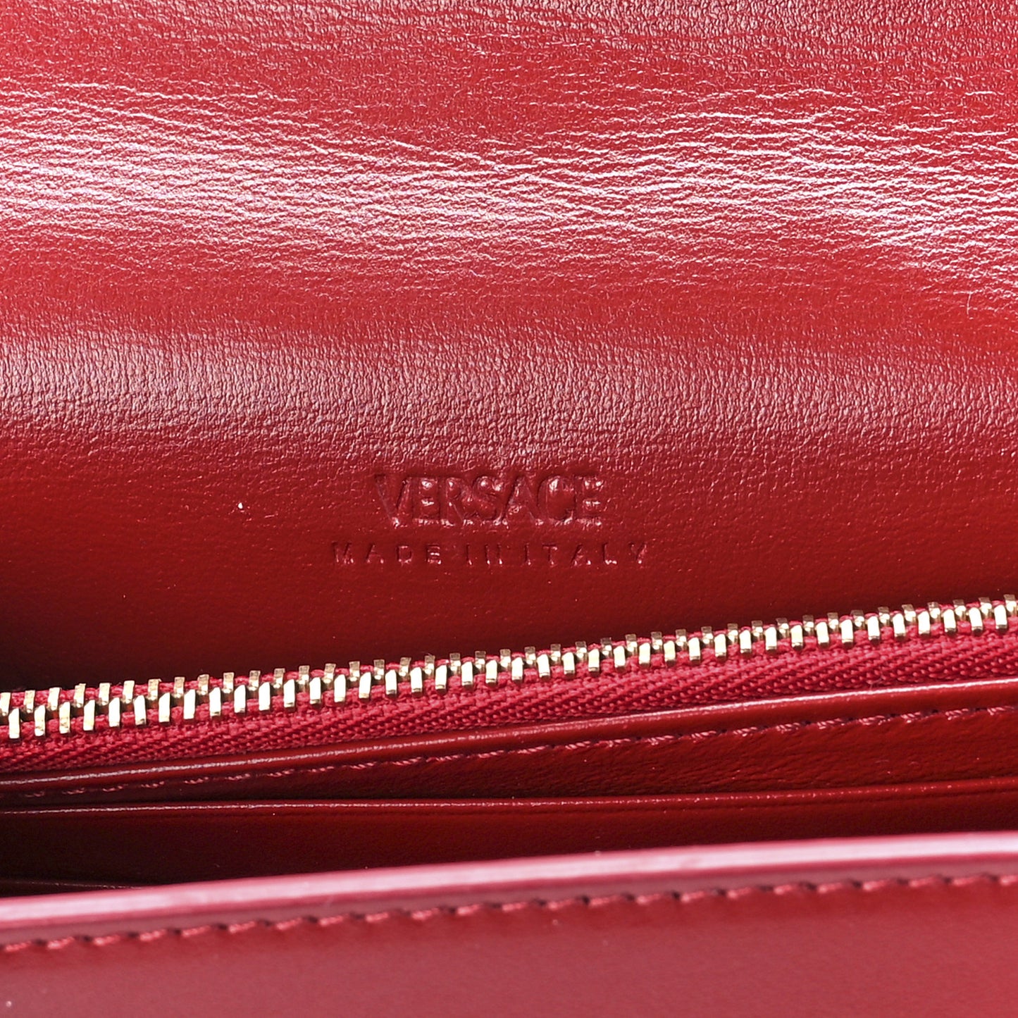 Calfskin Greca Goddess Wallet On Chain Red