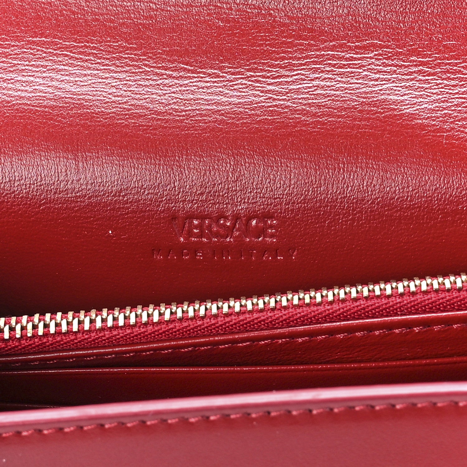 Versace Calfskin Greca Goddess Wallet On Chain Red 5 of 7