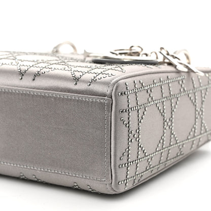 Christian Dior Satin Crystal Cannage Mini Lady Dior Gray 9 of 13