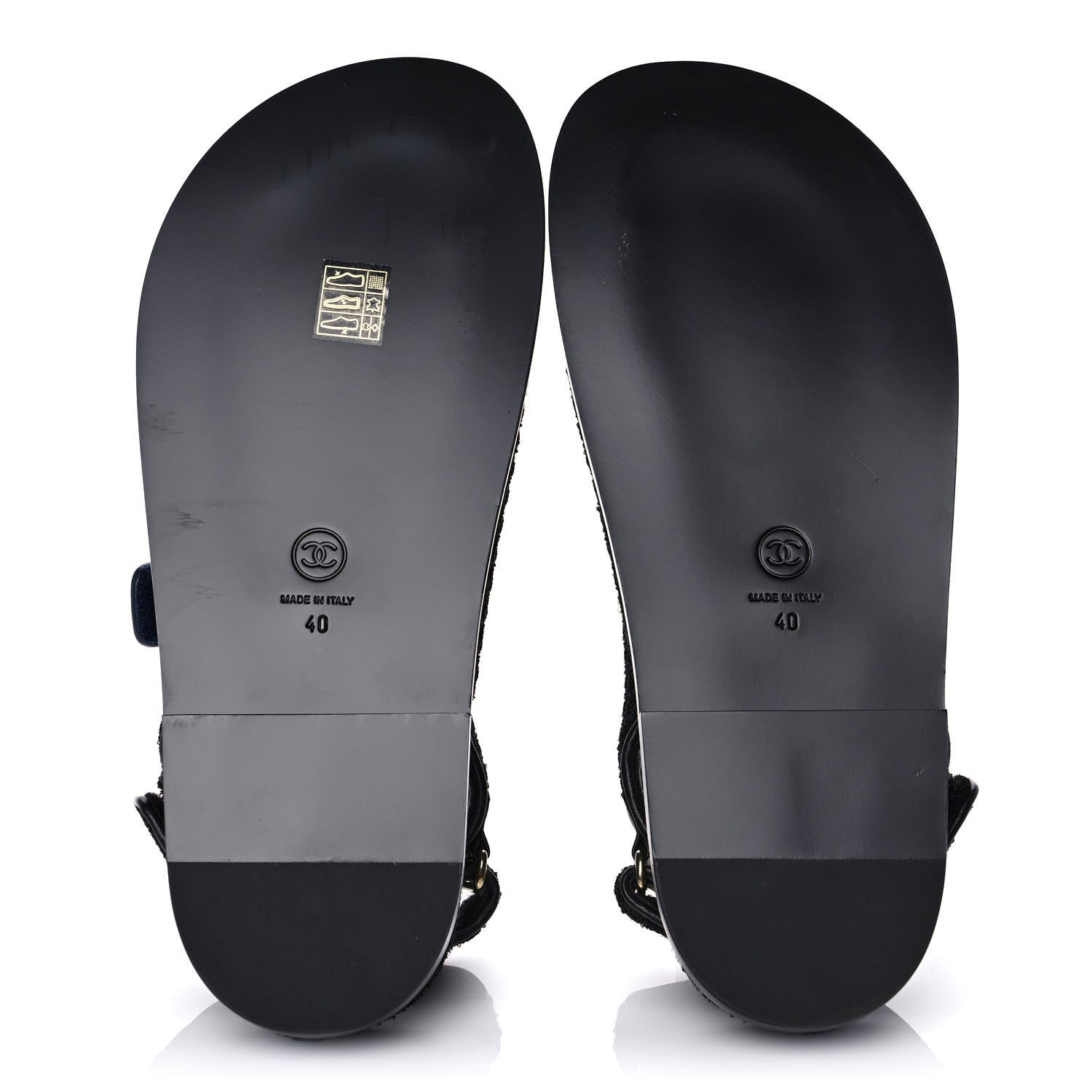 Chanel Knit Fabric Velcro Dad Sandals 40 Black Dark Blue Light Blue 5 of 9
