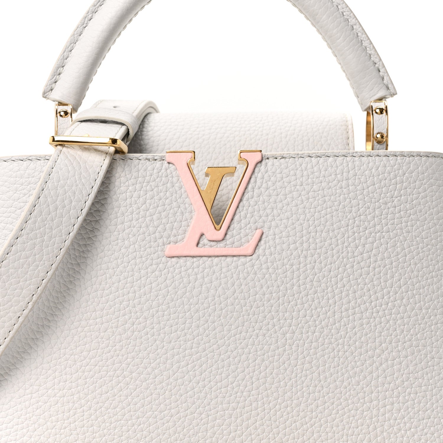 Louis Vuitton Taurillon Enamel Flower Padlock Chain Capucines BB Silver Sea 7 of 9