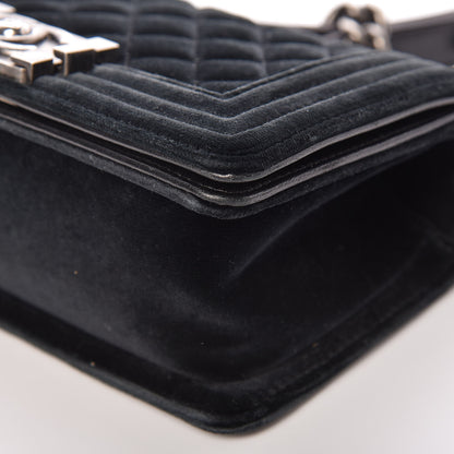 Chanel Velvet Quilted Small Boy Flap Black 10 of 15