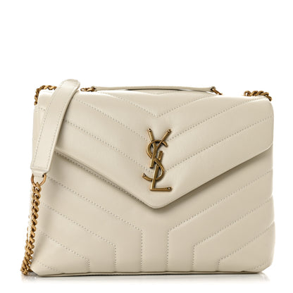 Saint Laurent Calfskin Y Quilted Monogram Small Loulou Chain Satchel Blanc Vintage 1 of 10