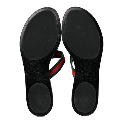 Gucci Nylon Guccissima Web Womens Thong Sandals 42 Green Red Black 5 of 8