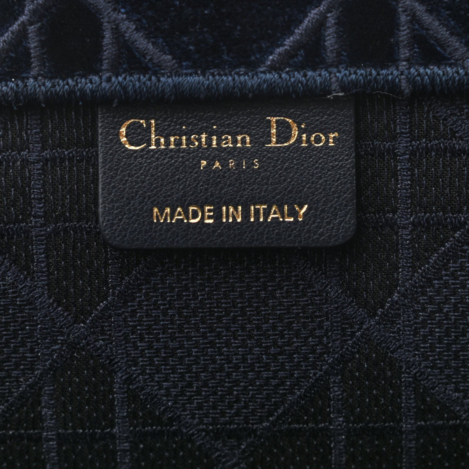 Christian Dior Velvet Cannage Large Book Tote Navy Blue 6 of 10