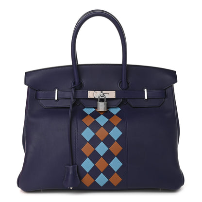 Hermes Swift Epsom Tressage Birkin 35 Bleu Encre Bleu Du Nord Gold 1 of 10