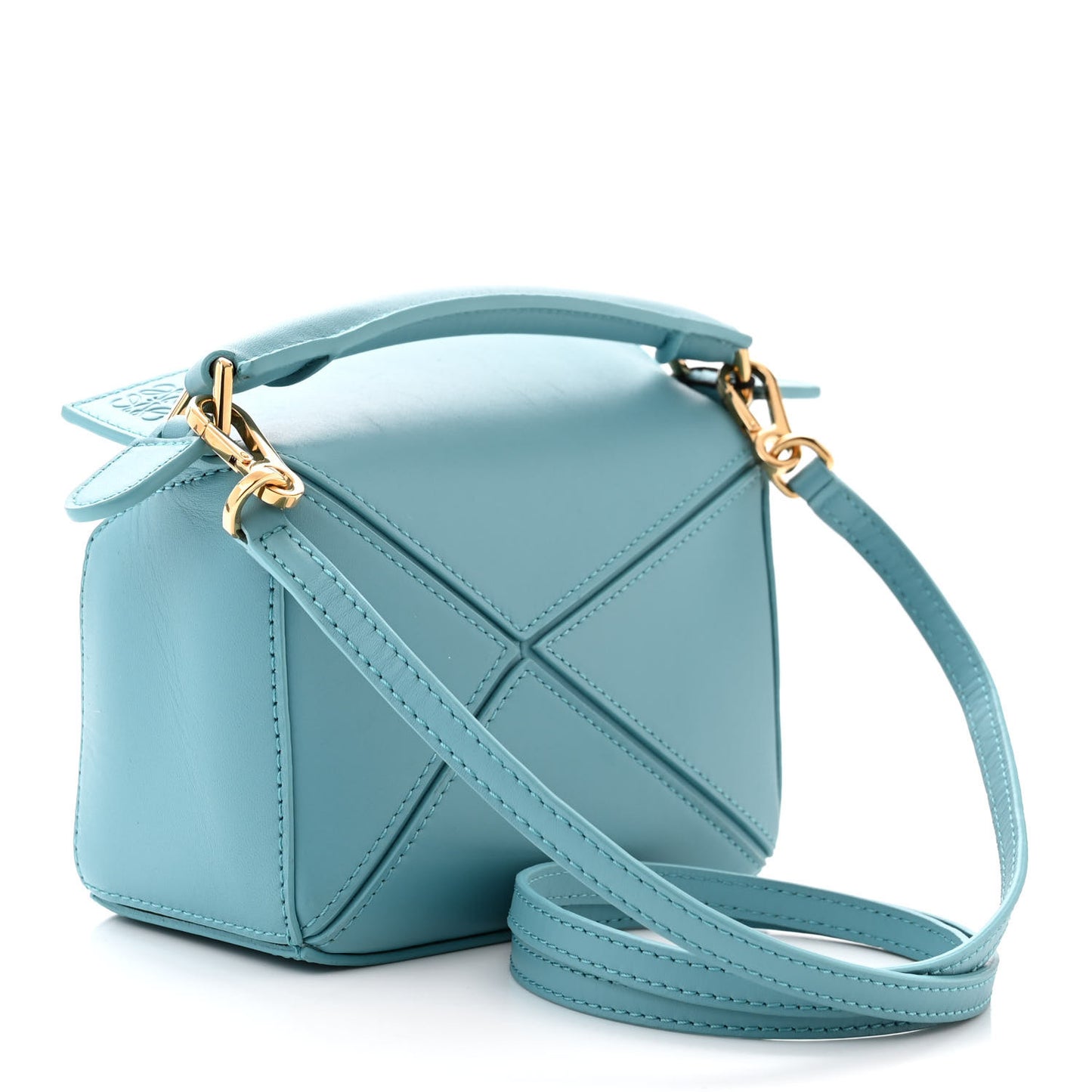 X HOWLS MOVING CASTLE Satin Calfskin Mini Heen Puzzle Bag Light Blue