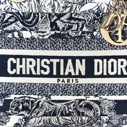 Christian Dior Canvas Reverse Striped Toile De Jouy Embroidered Medium Lady D-Lite Navy 8 of 10