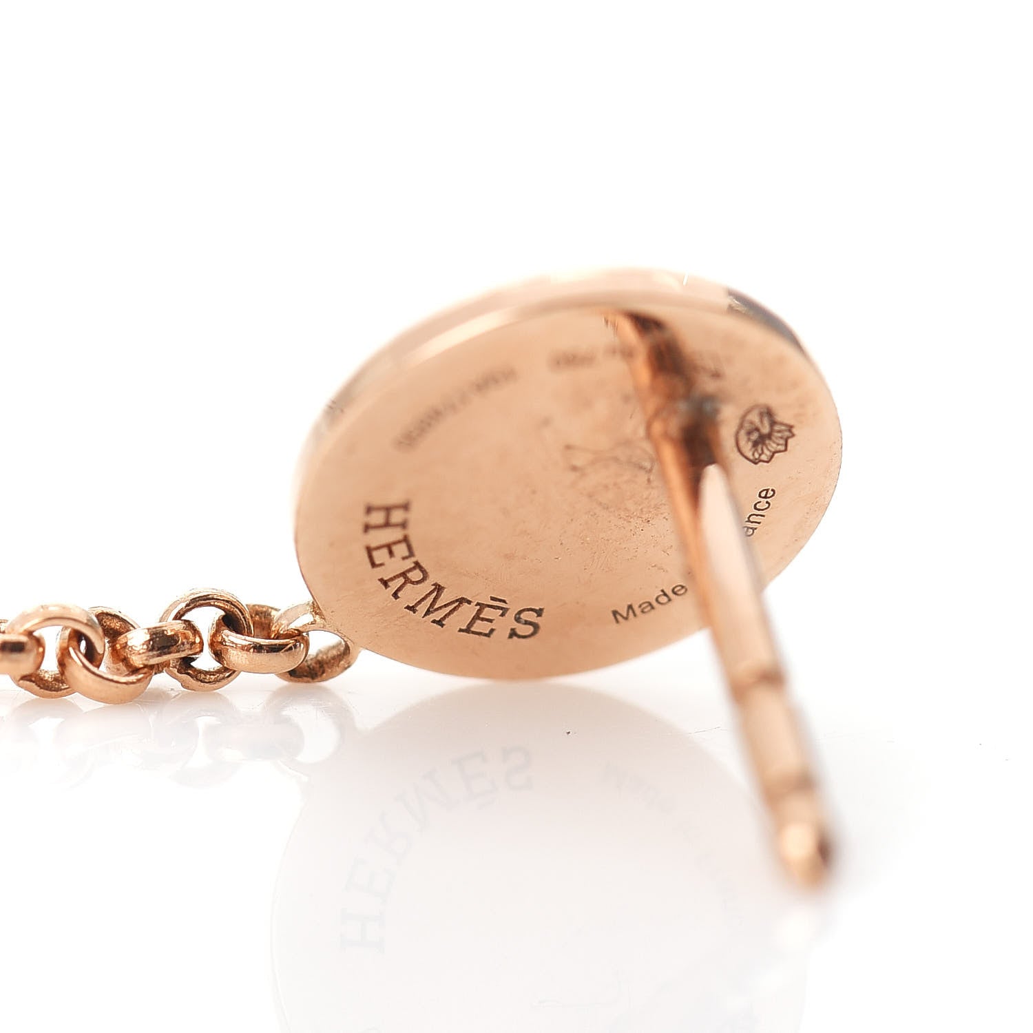 Hermes 18K Rose Gold Diamond Ex-Libris Earrings 4 of 5