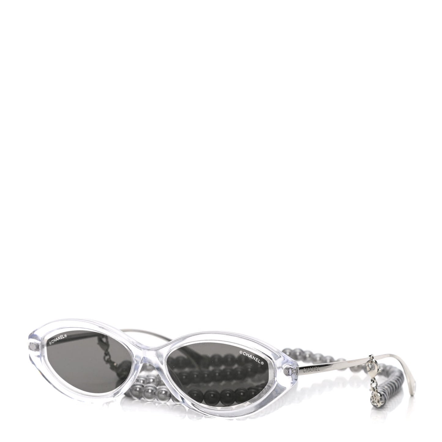 Oval Removable Pearl Chain Sunglasses 5424 Silver