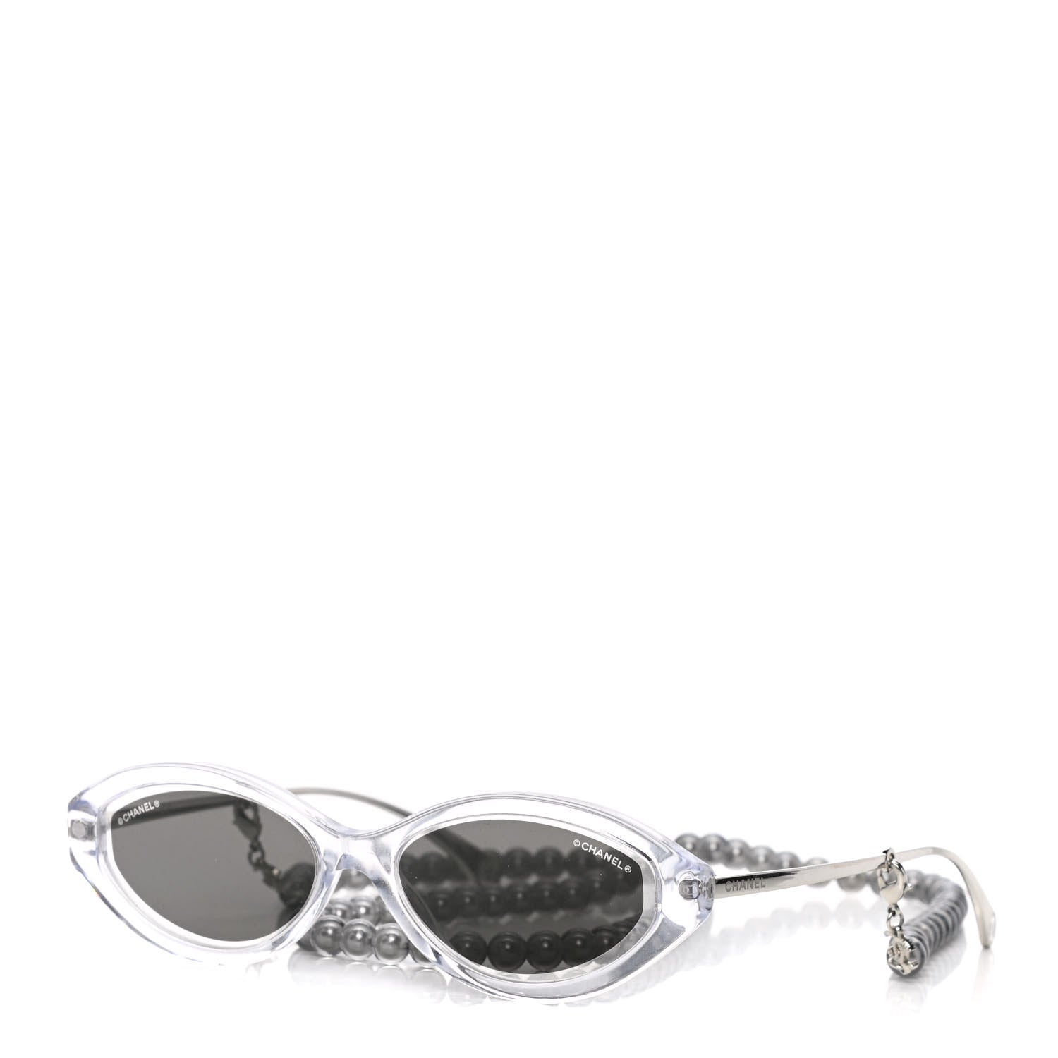 Chanel Oval Removable Pearl Chain Sunglasses 5424 Silver 1 of 9
