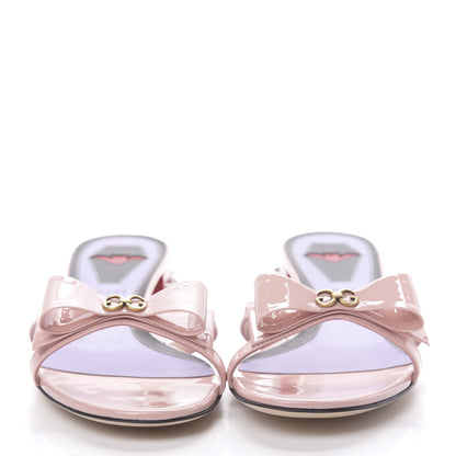 Gucci Patent GG Bow Sadie Spike Low Heel Slide Sandals 40 Perfect Pink 2 of 10