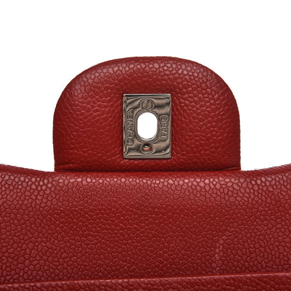 Chanel Caviar Quilted Jumbo Double Flap Red 11 of 12