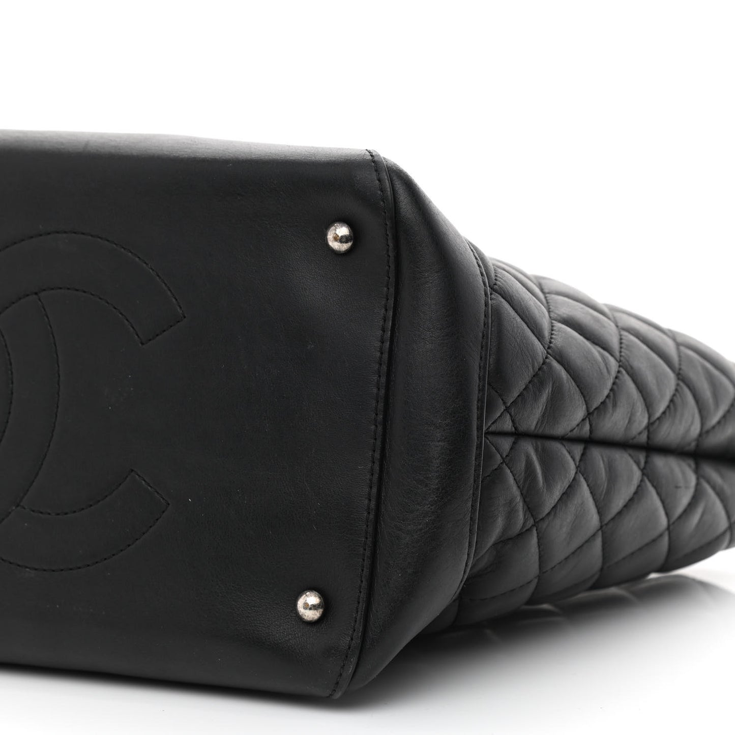 Calfskin Quilted Small Easy Shopping Tote Black