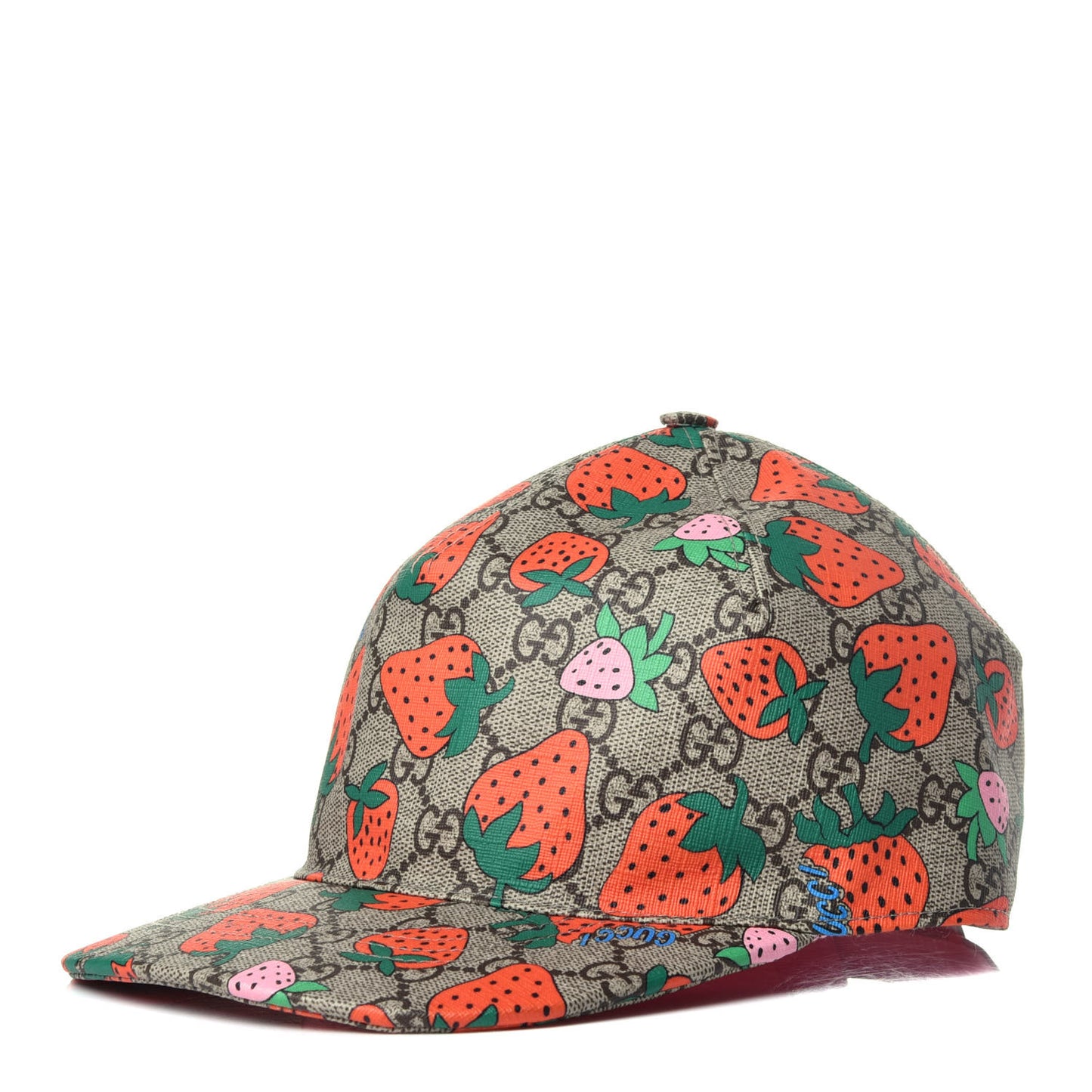 GG Supreme Monogram Strawberry Baseball Hat L Beige