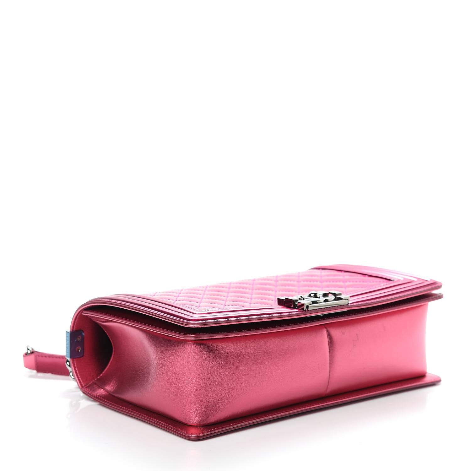 Chanel Metallic Patent Quilted New Medium Boy Flap Fuchsia 4 of 16