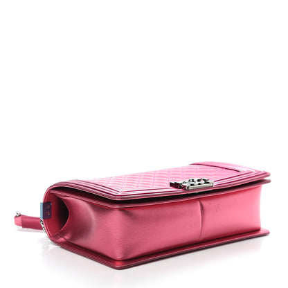 Chanel Metallic Patent Quilted New Medium Boy Flap Fuchsia 4 of 16