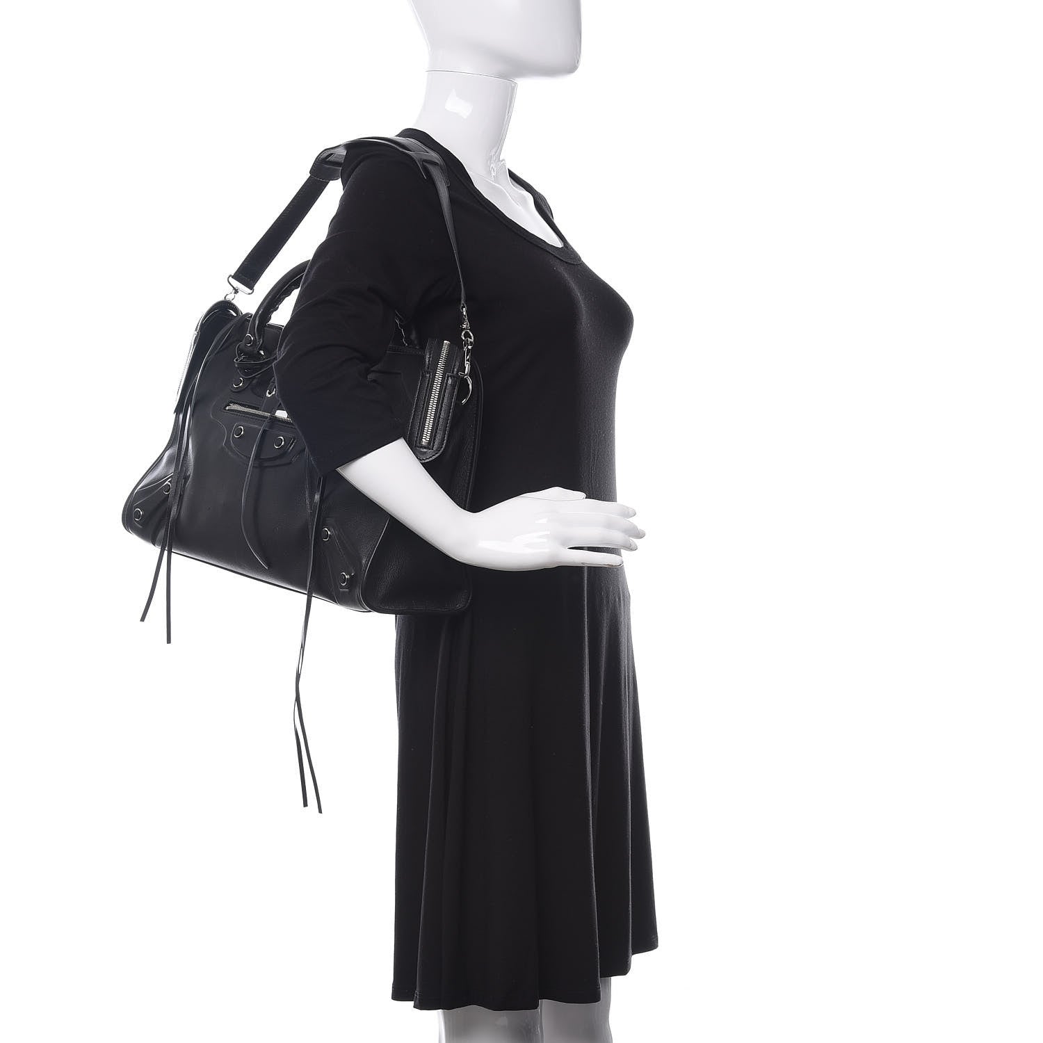 Balenciaga Margaux Calfskin Classic Silver Ring Hardware City Black 2 of 13
