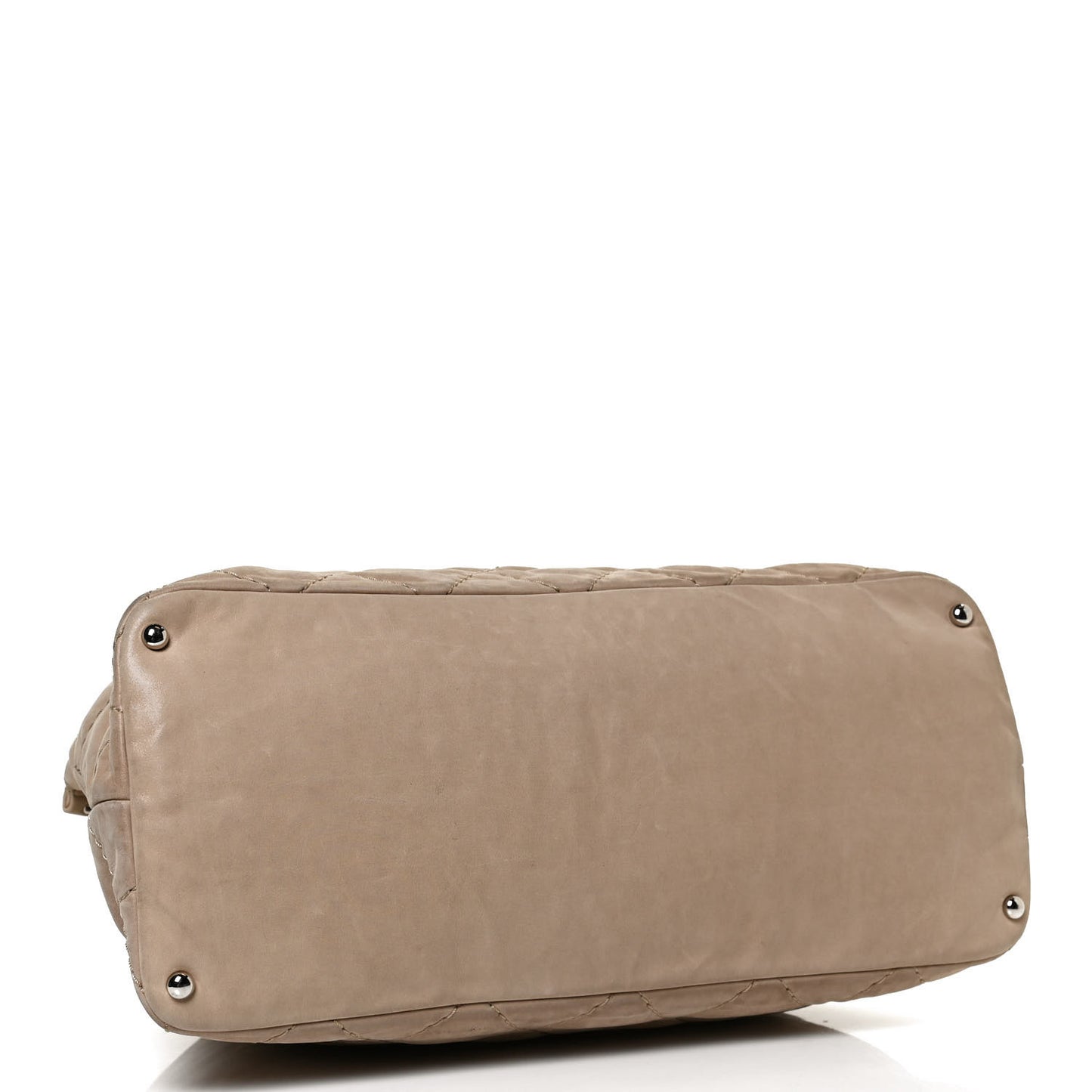 Iridescent Calfskin Quilted Small Sea Hit Tote Beige