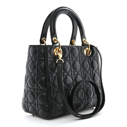 Christian Dior Lambskin Cannage Medium Lady Dior Black 3 of 11