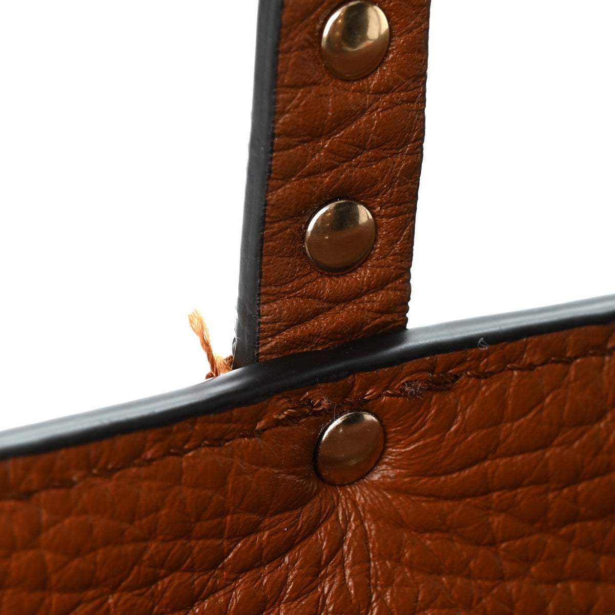 Valentino Garavani Canvas Grained Calfskin Small Rockstud Shopping Tote Naturale Tobacco 10 of 10