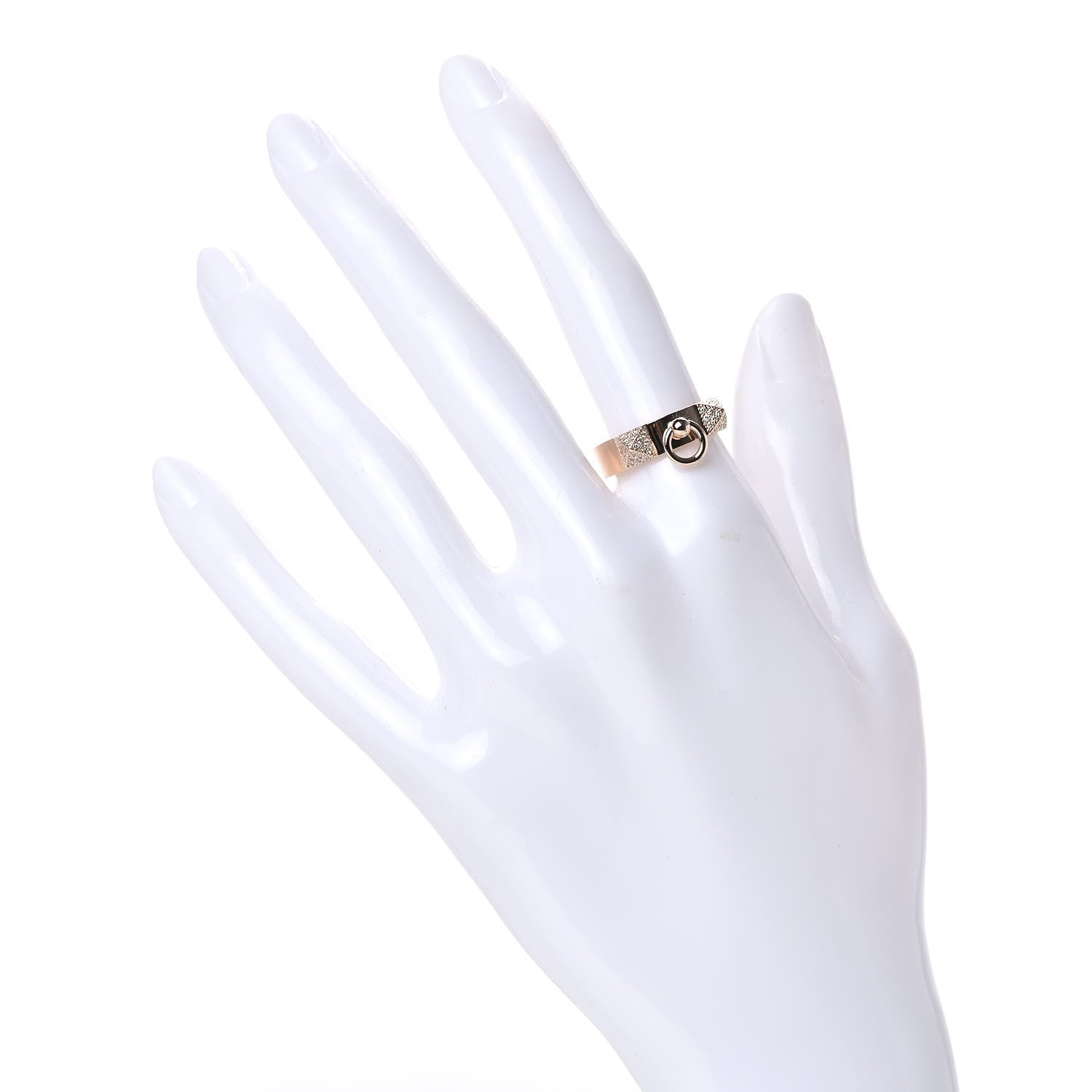 Hermes 18K Rose Gold Diamond PM Collier De Chien Ring 53 6.5 2 of 4