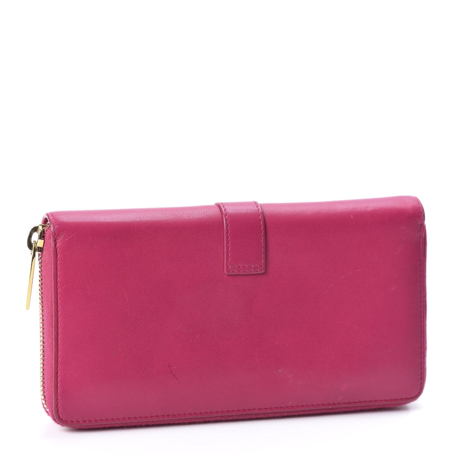 Calfskin Classic Y Ligne Zip Around Wallet Fuchsia